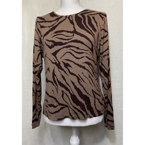 Bar lll Women's Long Sleeve Animal Print Jersey Top Size OX
